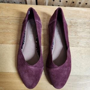 Toms‎ Women's Jutti Neat Flat Loafers Suede Burgundy Size W5